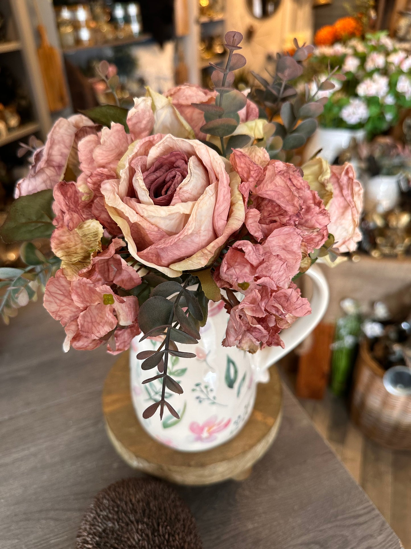 Vintage Style Flower Jug with or without Faux Dried Stems