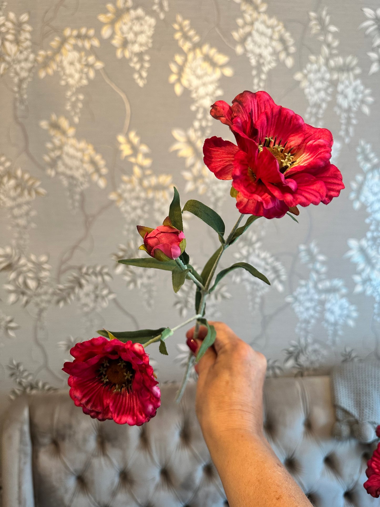 Layered Poppy Spray Hot Pink