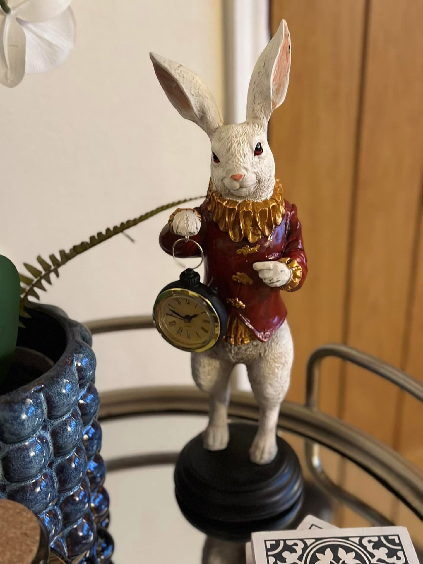THE WHITE RABBIT STANDING CLOCK FIGURE - RED