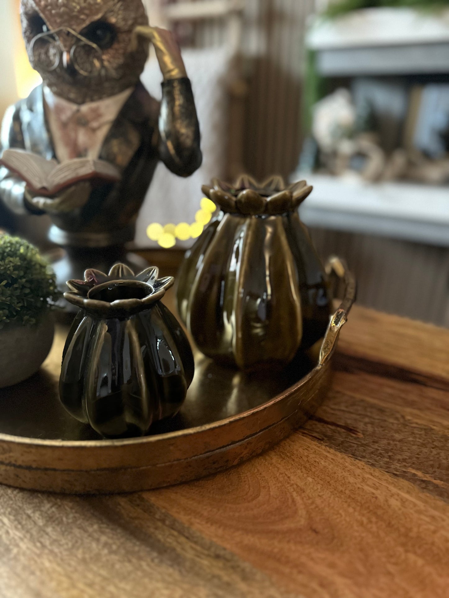 Poppy Bud Olive Green Vases