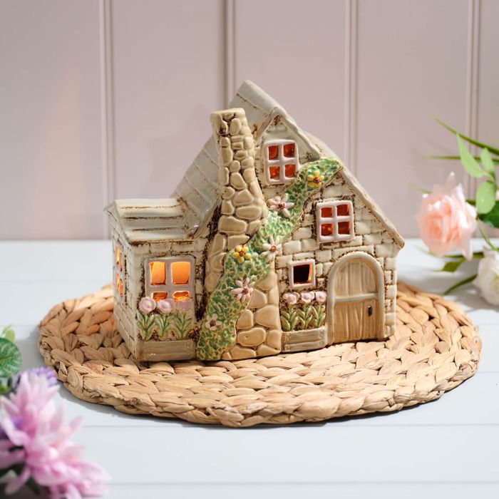 Stonewear Cottage with Chimney Candle Holder