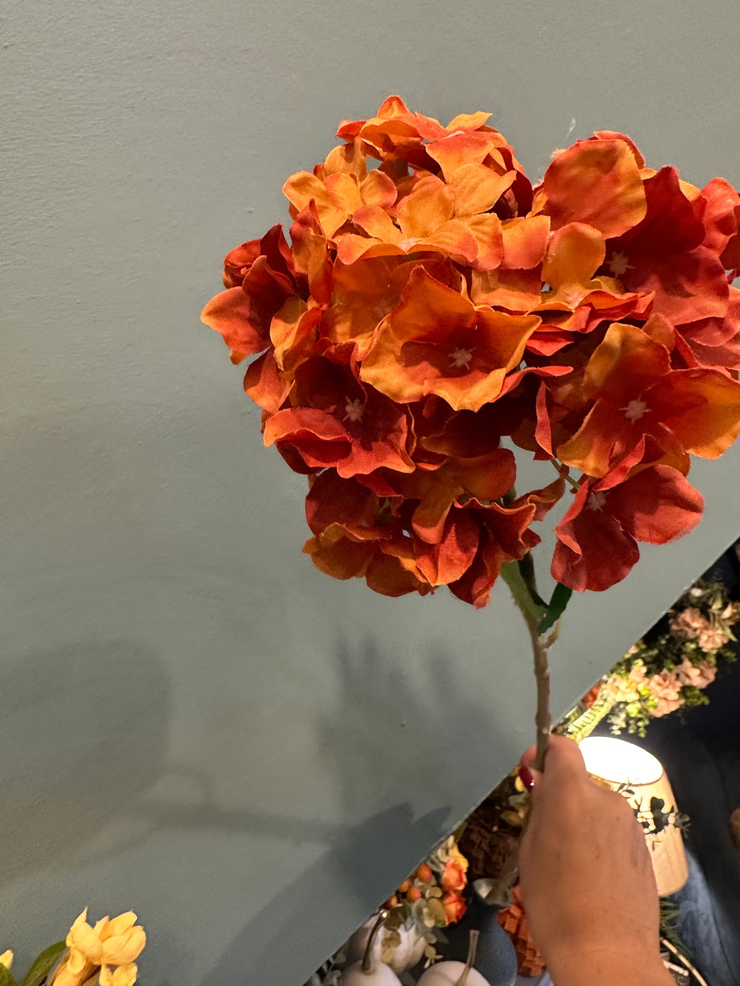 Orange Faux Flower Hydrangeas