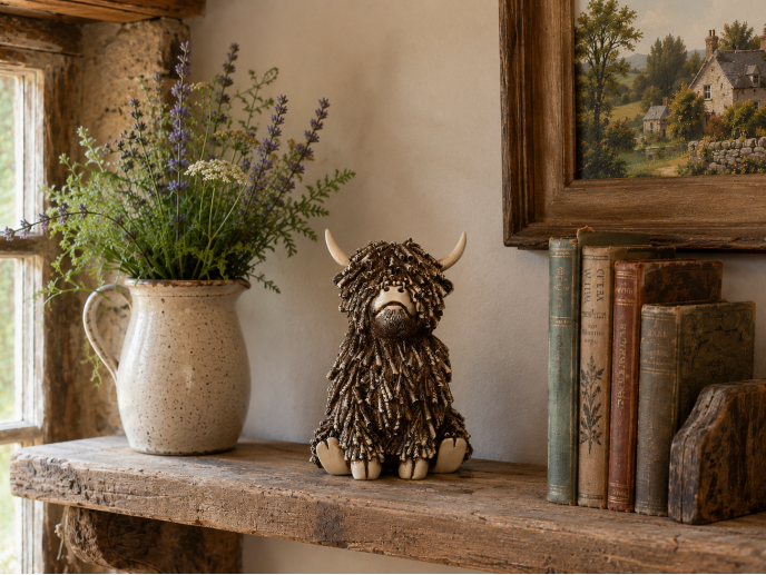 Sitting Highland Cow
