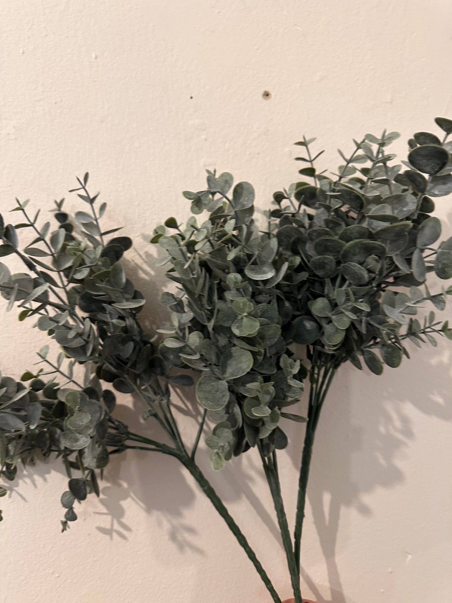 Faux Green Flower Eucalyptus Spray ~ Natural Green