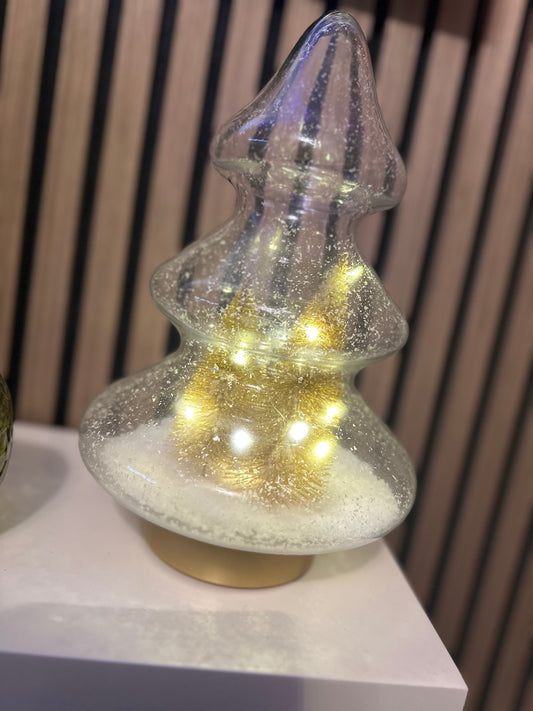 Large Christmas Tree Snow Scene - Cream & Gold 1pk