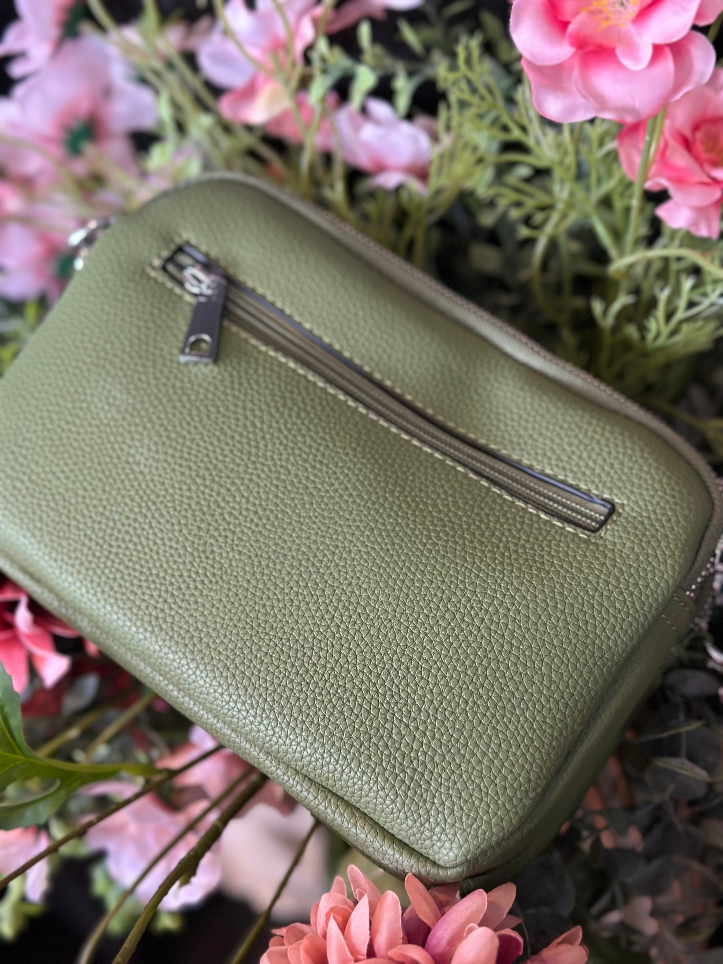 Double Compartment Soft Leather Look Crossbody Bag