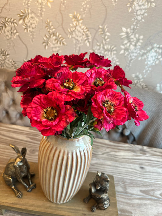 Layered Poppy Spray Hot Pink