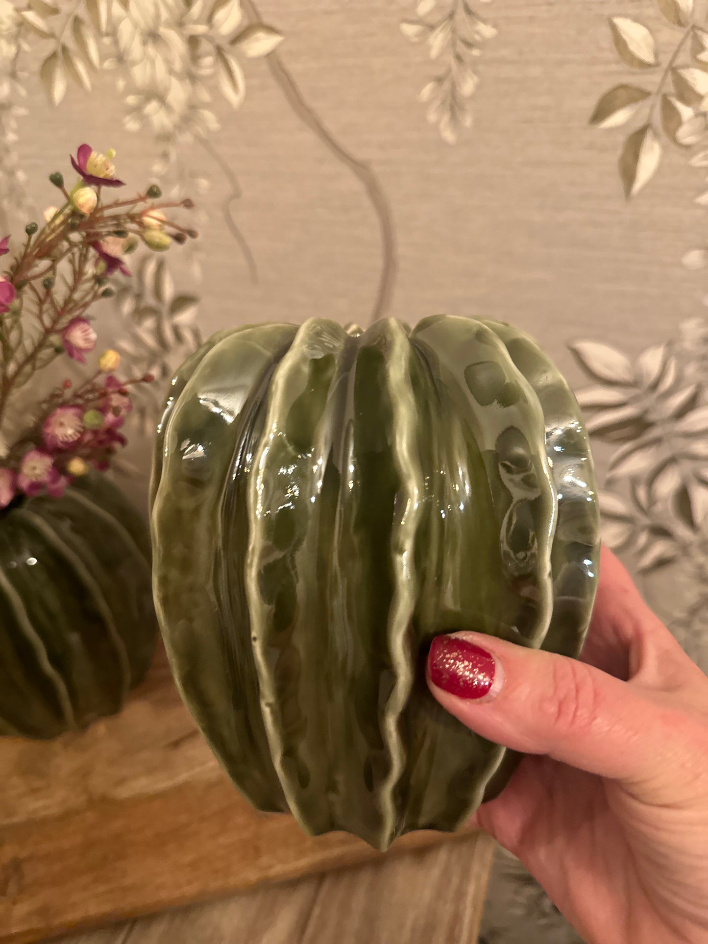 Olive Green Ceramic Pod Vase | Choice of 2 Sizes