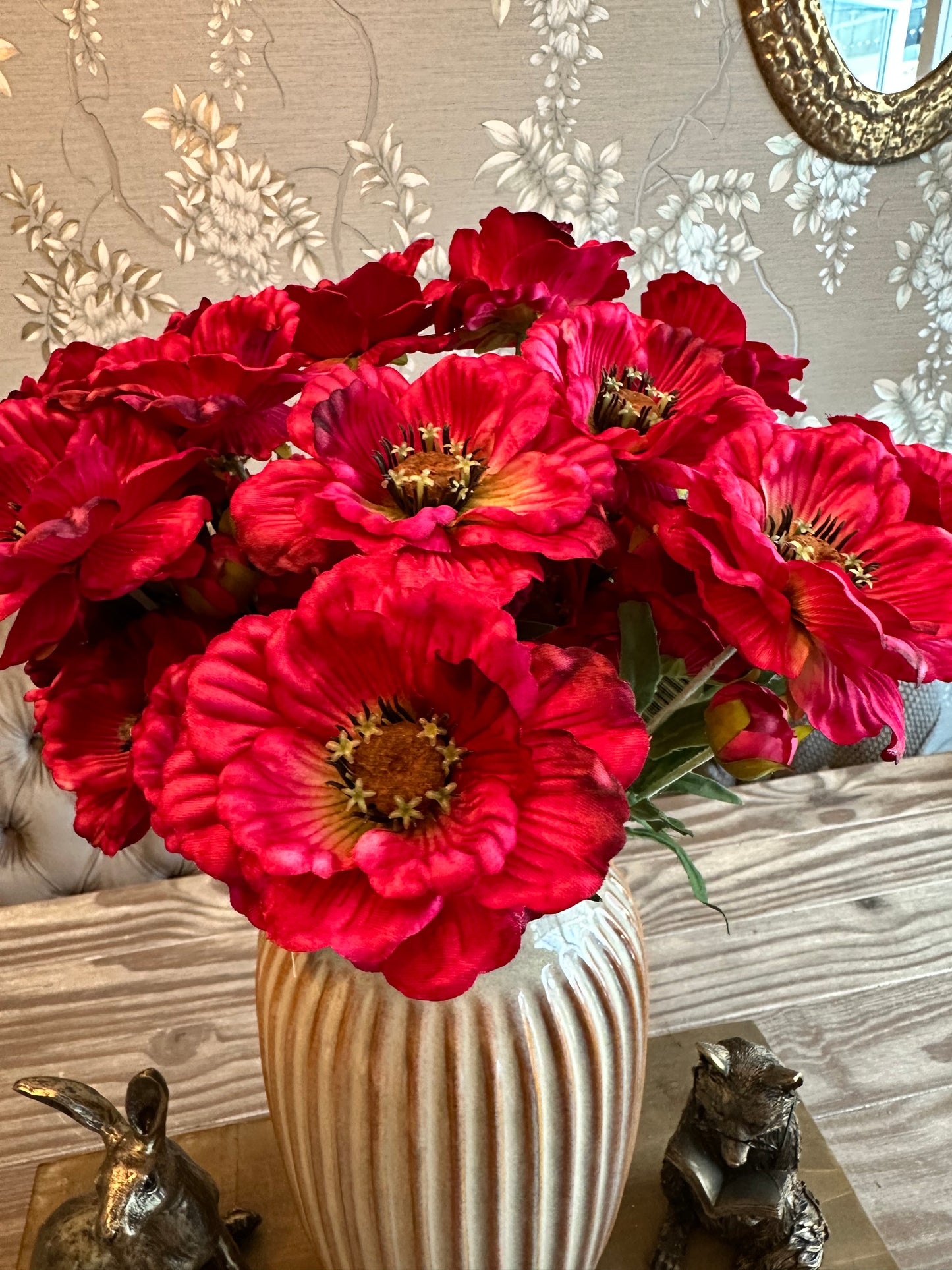 Layered Poppy Spray Hot Pink