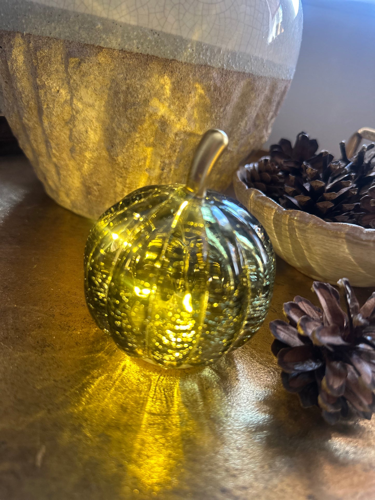 LED Glass Pumpkins choice of Orange & Green