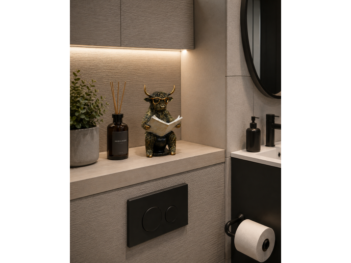 Quirky Highland Cow Sat On A Loo