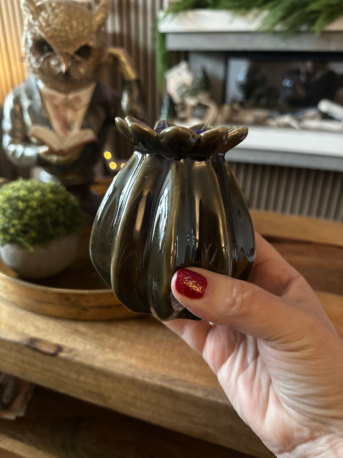Poppy Bud Olive Green Vases