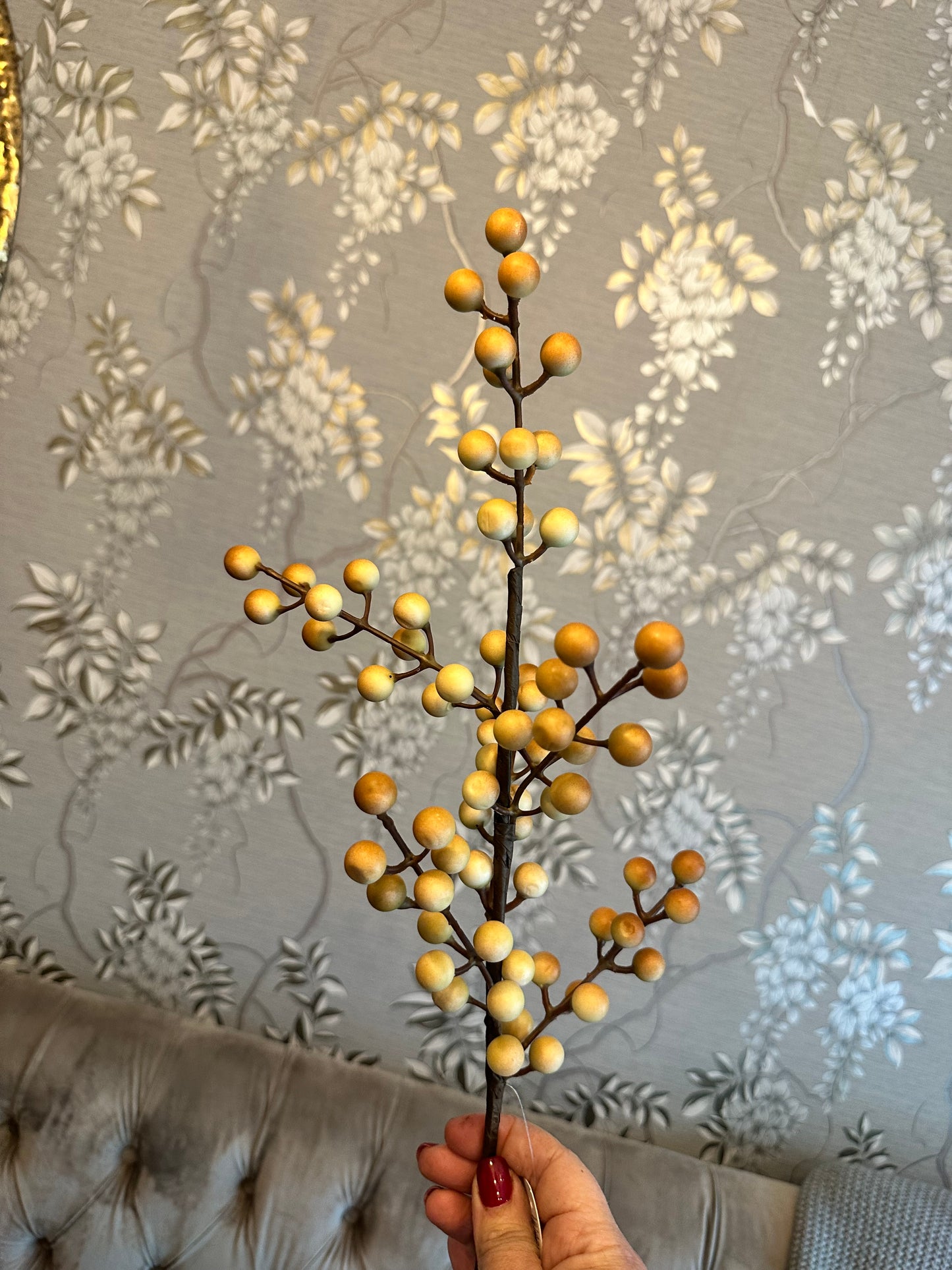 Faux Coffee Decorative Berry Stem