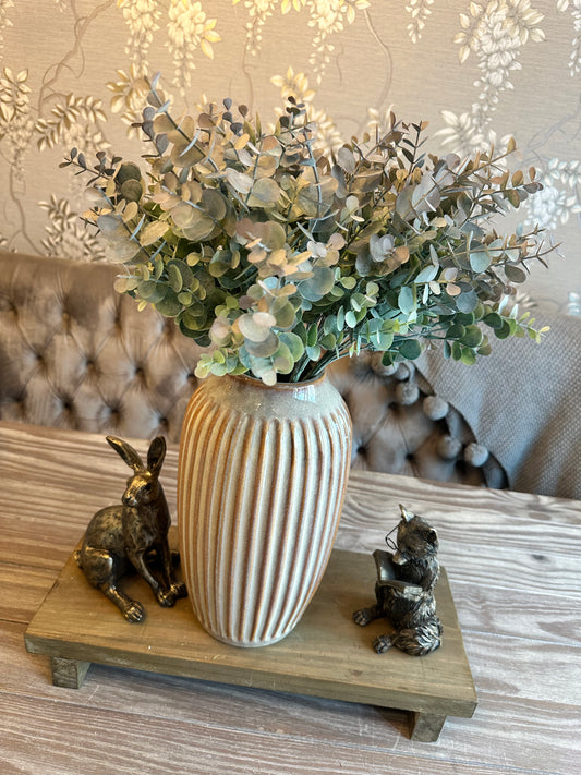 Faux Green Flower Eucalyptus Spray ~ Natural Green | Mulberry