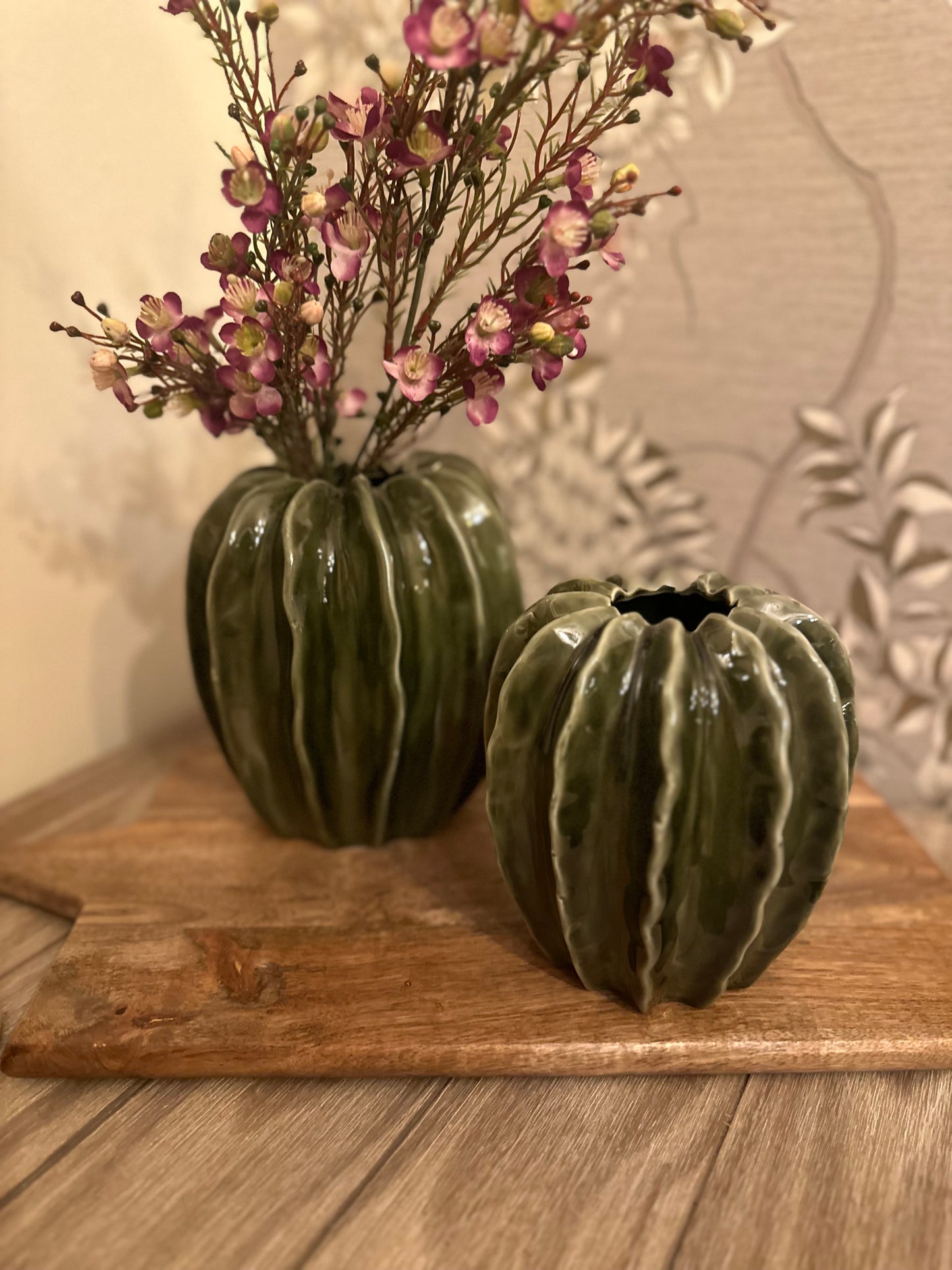 Olive Green Ceramic Pod Vase | Choice of 2 Sizes