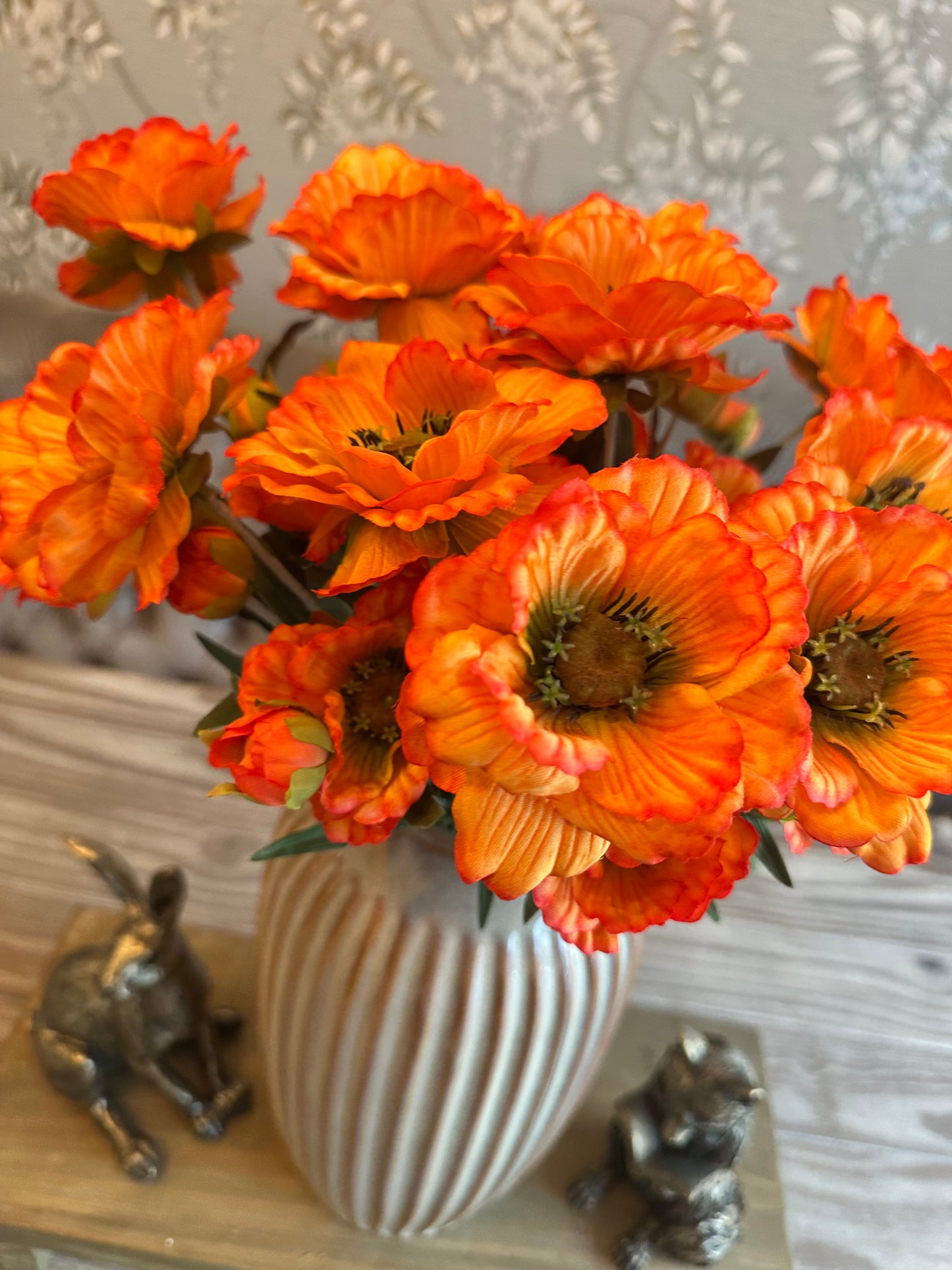 Orange Layered Poppy Spray