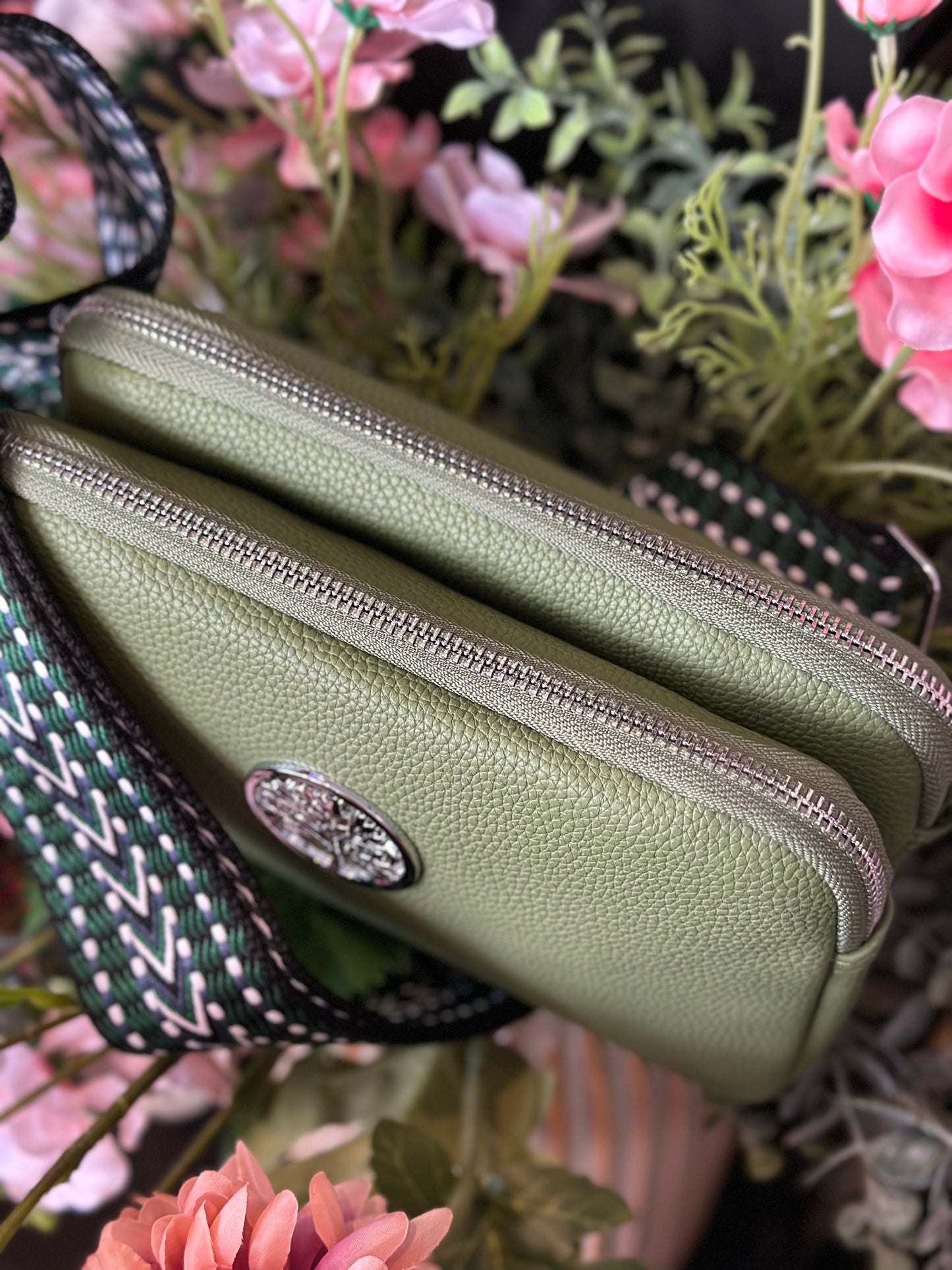 Double Compartment Soft Leather Look Crossbody Bag