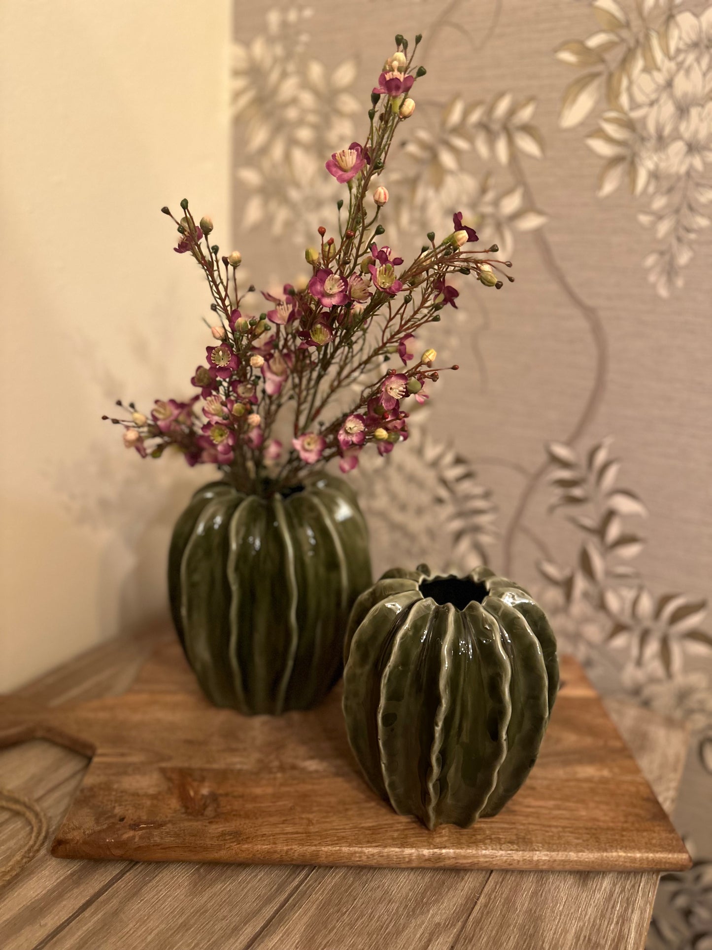 Olive Green Ceramic Pod Vase | Choice of 2 Sizes
