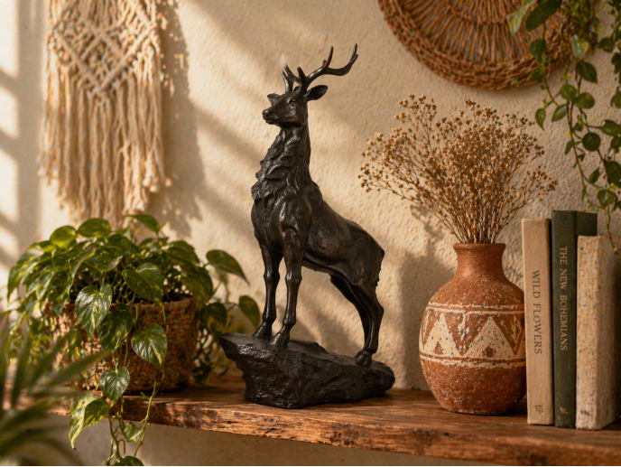 Stag on Plinth Statue