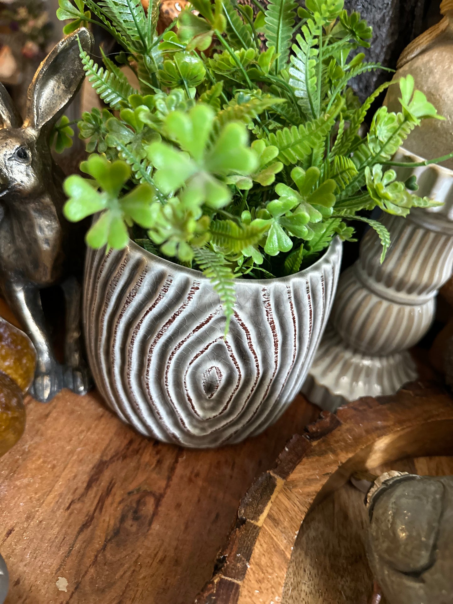 Ceramic Bark Style Cover Pot