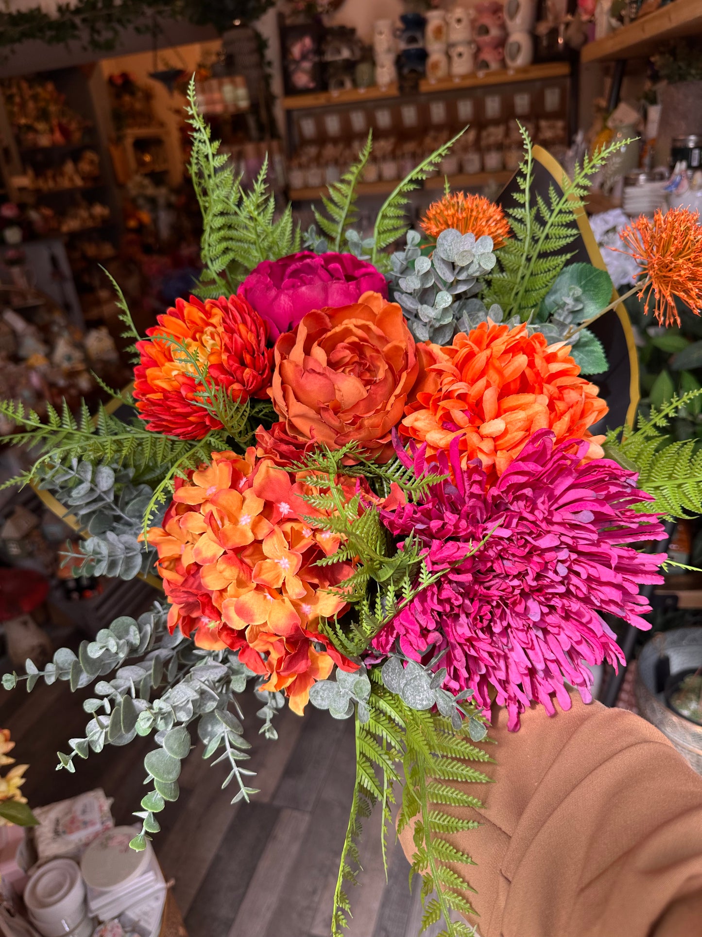 Faux Orange  Flower Arrangement