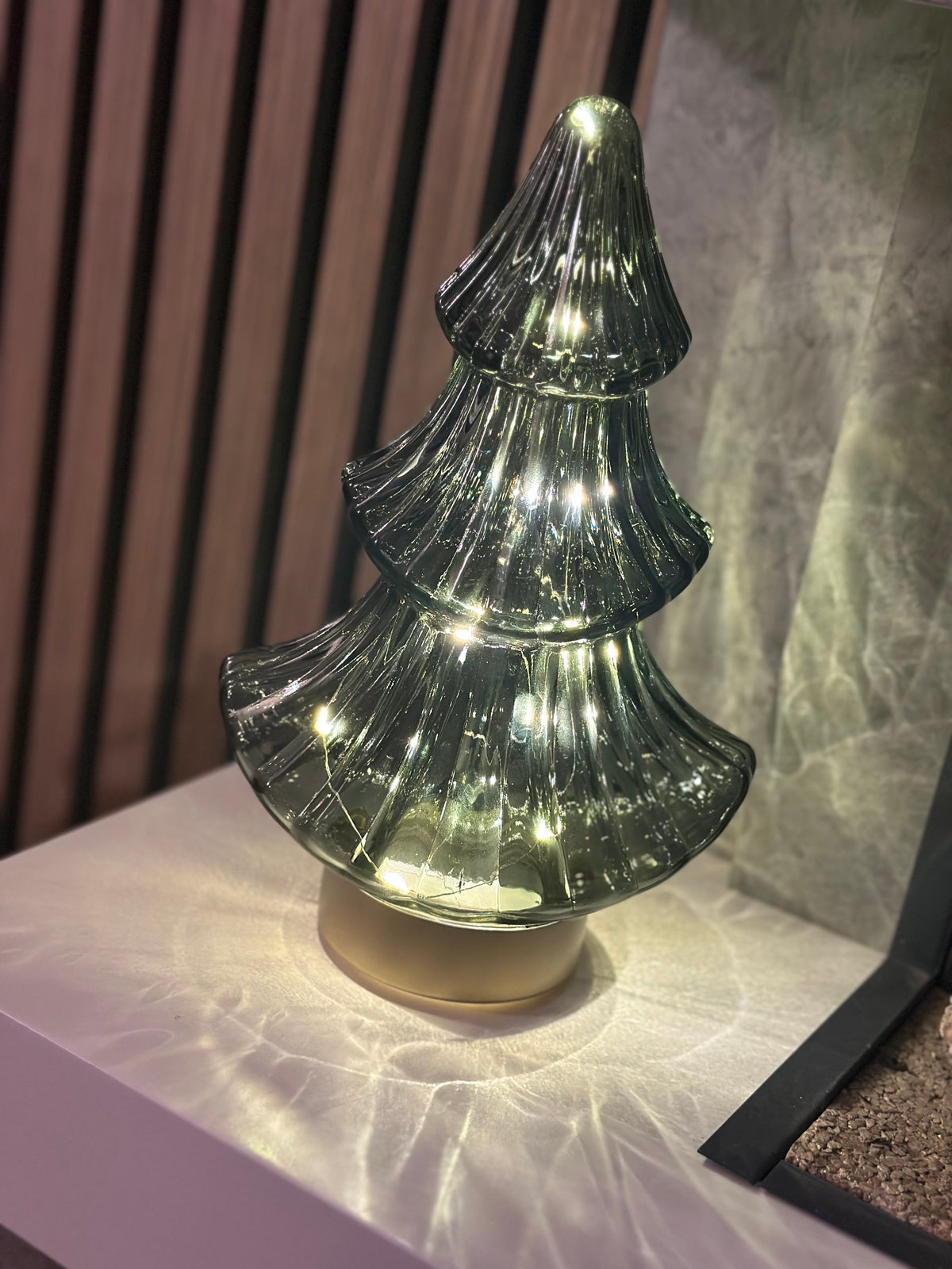 LED Green Glass Christmas Tree