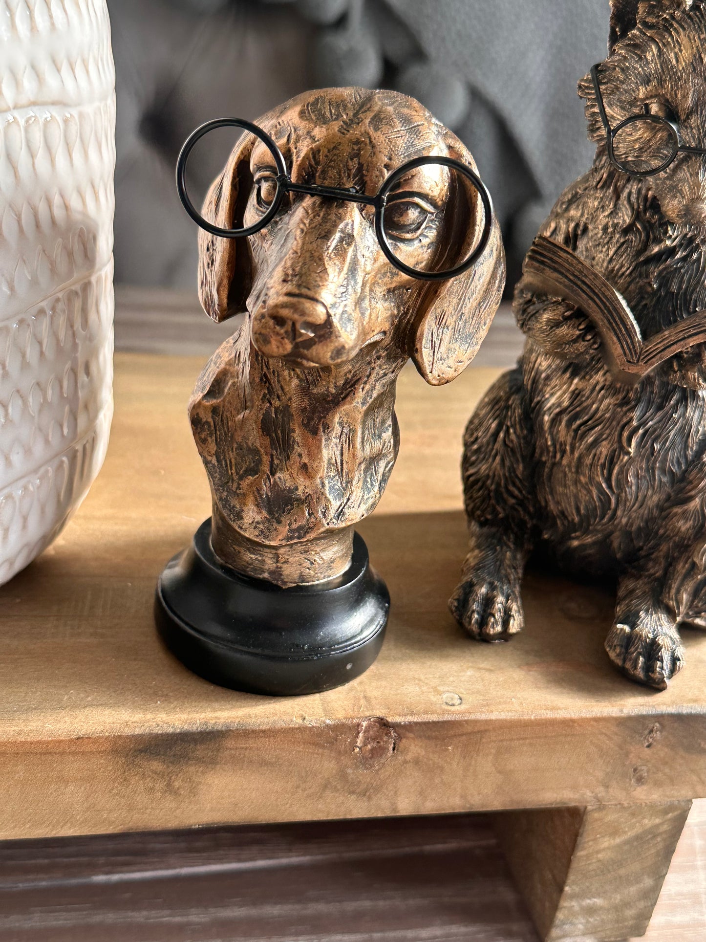 Mini Dog Bust with Glasses