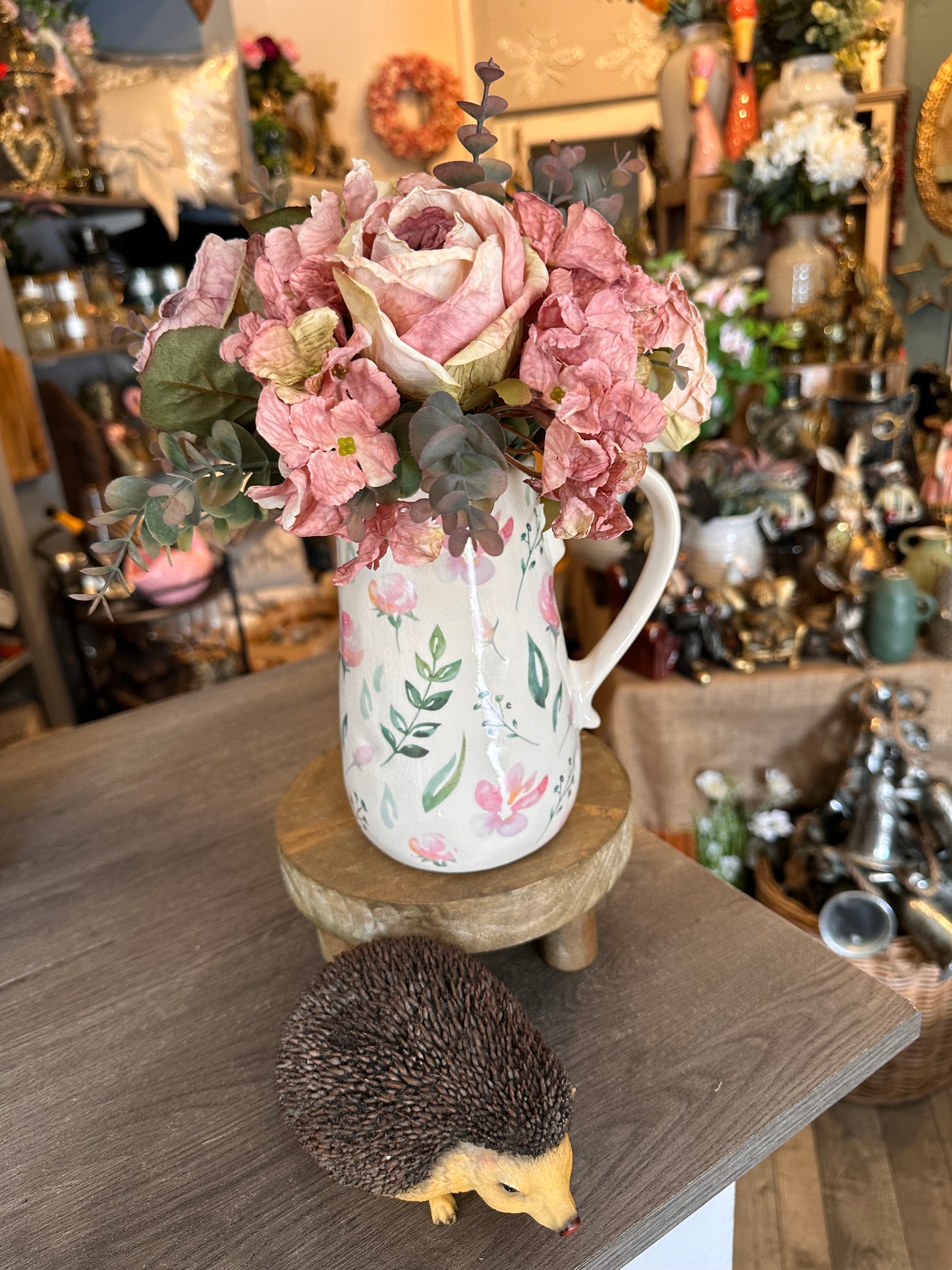 Vintage Style Flower Jug with or without Faux Dried Stems