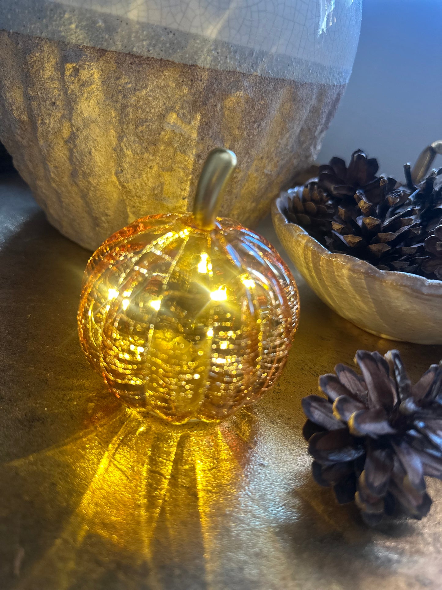 LED Glass Pumpkins choice of Orange & Green
