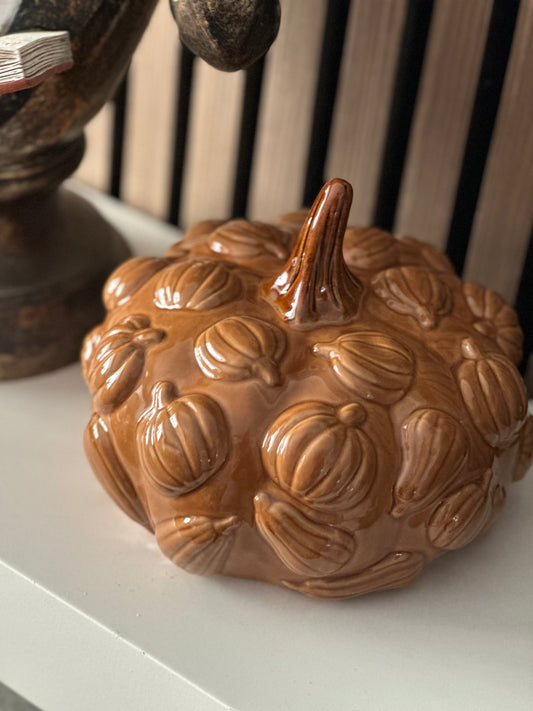 Large Ceramic Orange Pumpkin