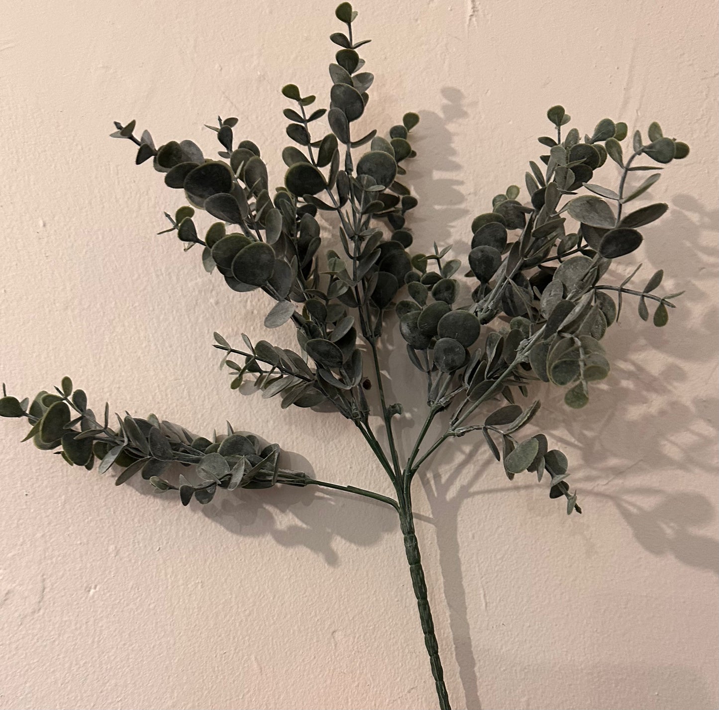 Faux Green Flower Eucalyptus Spray ~ Natural Green