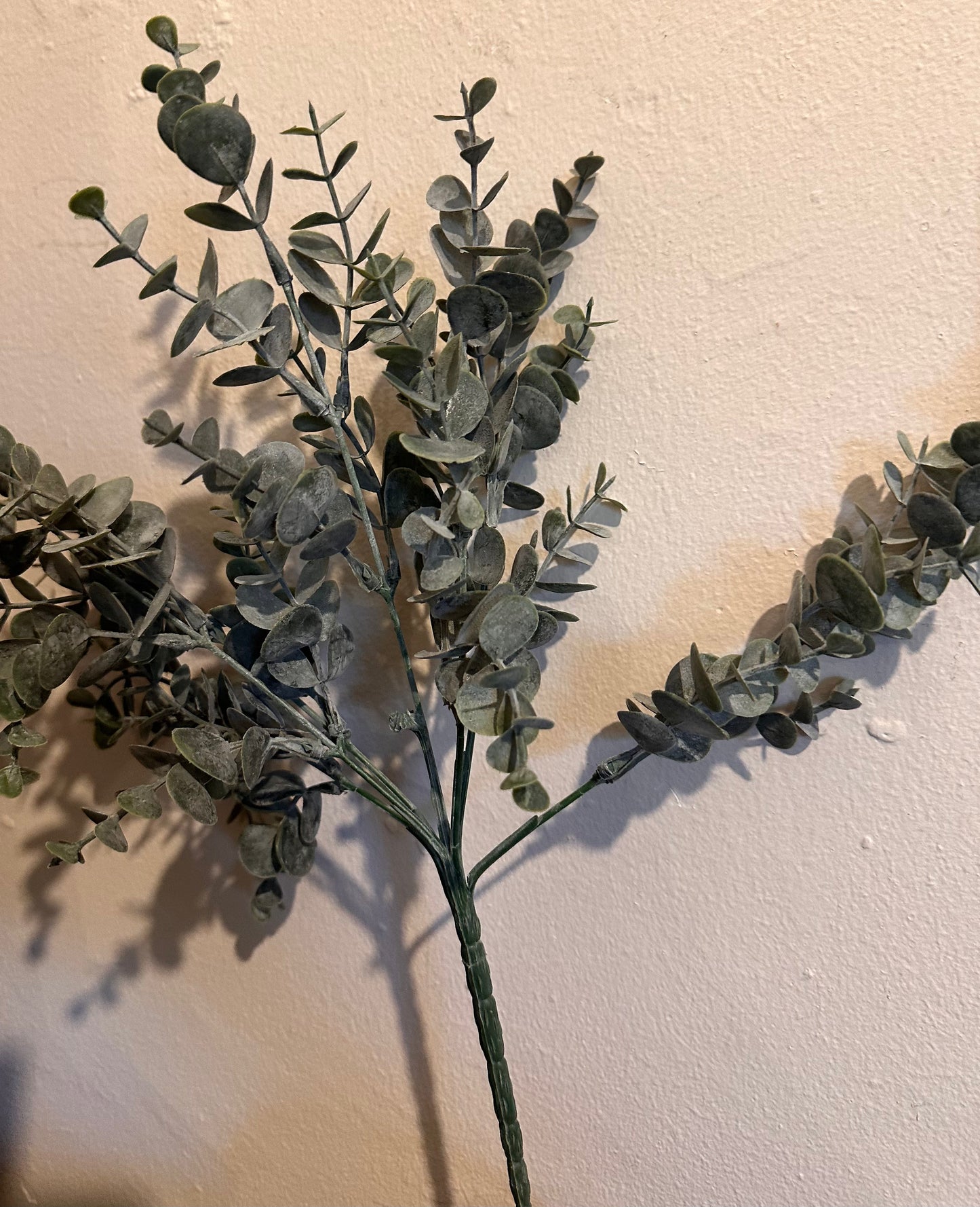 Faux Green Flower Eucalyptus Spray ~ Natural Green