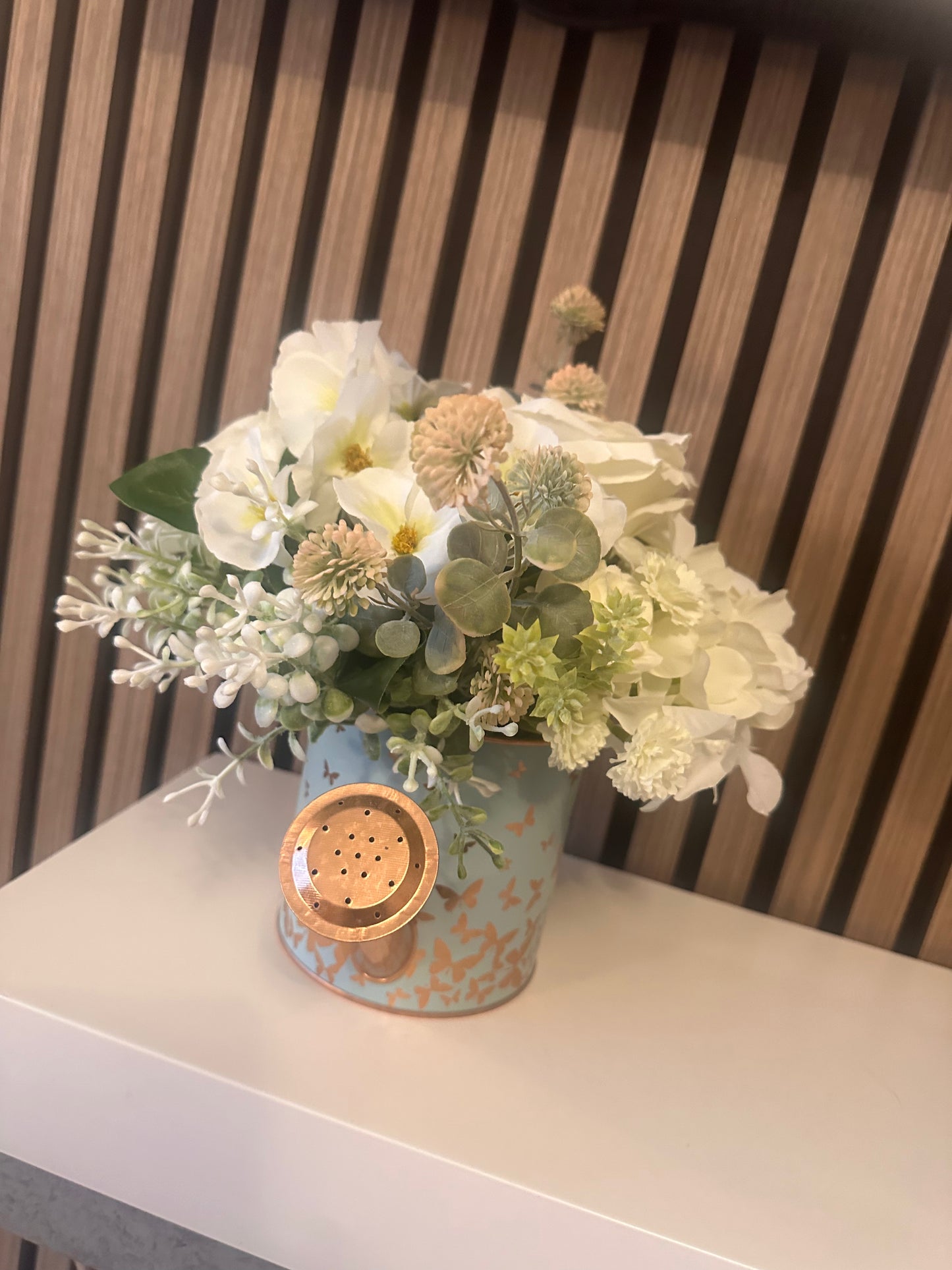 Butterfly Faux Flower Watering Can