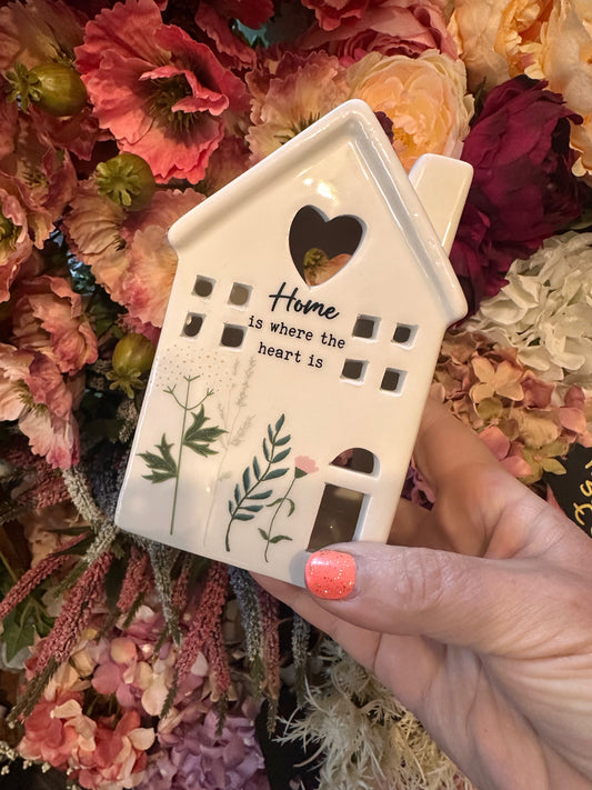 Ceramic Home Is Where The Heart is Tealight House