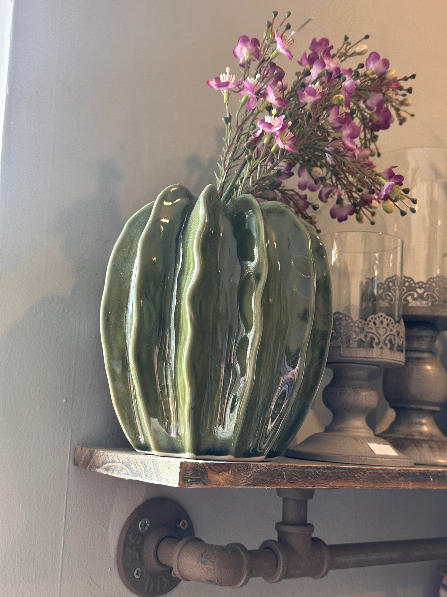 Olive Green Ceramic Pod Vase | Choice of 2 Sizes