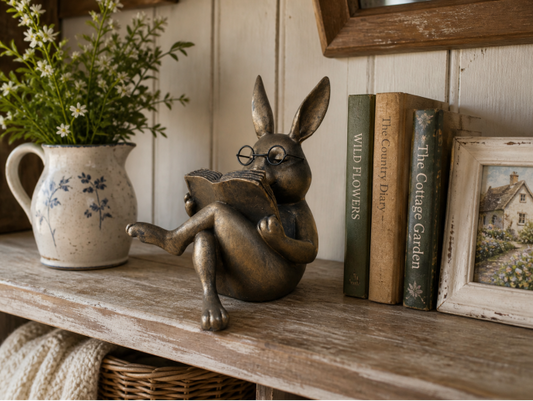 Unusual Reading Rabbit with Glasses
