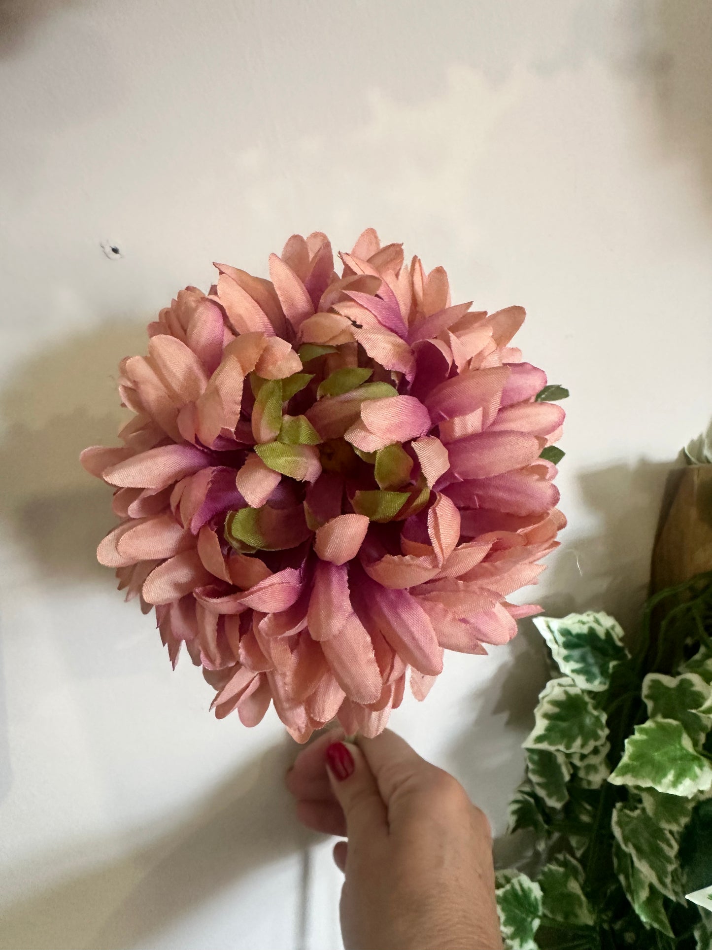 Pom Pom Faux Flower Rouge