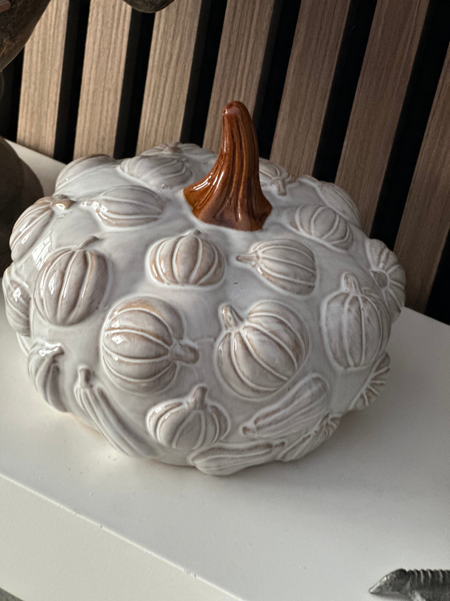 Large Ceramic Cream Pumpkin