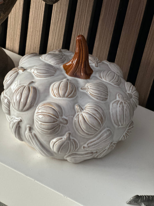Large Ceramic Cream Pumpkin