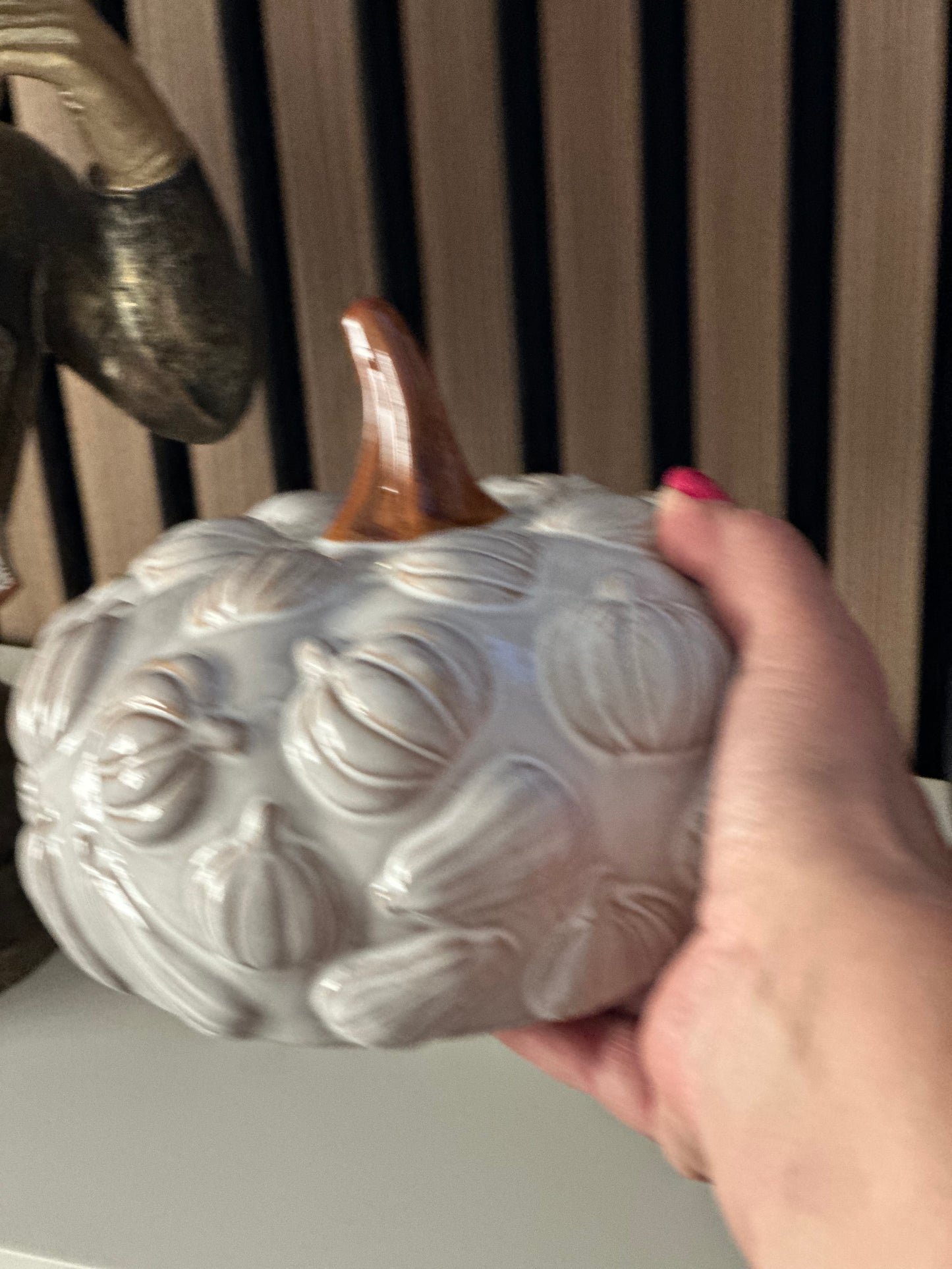Large Ceramic Cream Pumpkin