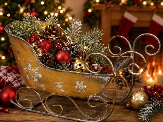 Gold Metal Decorative Sleigh