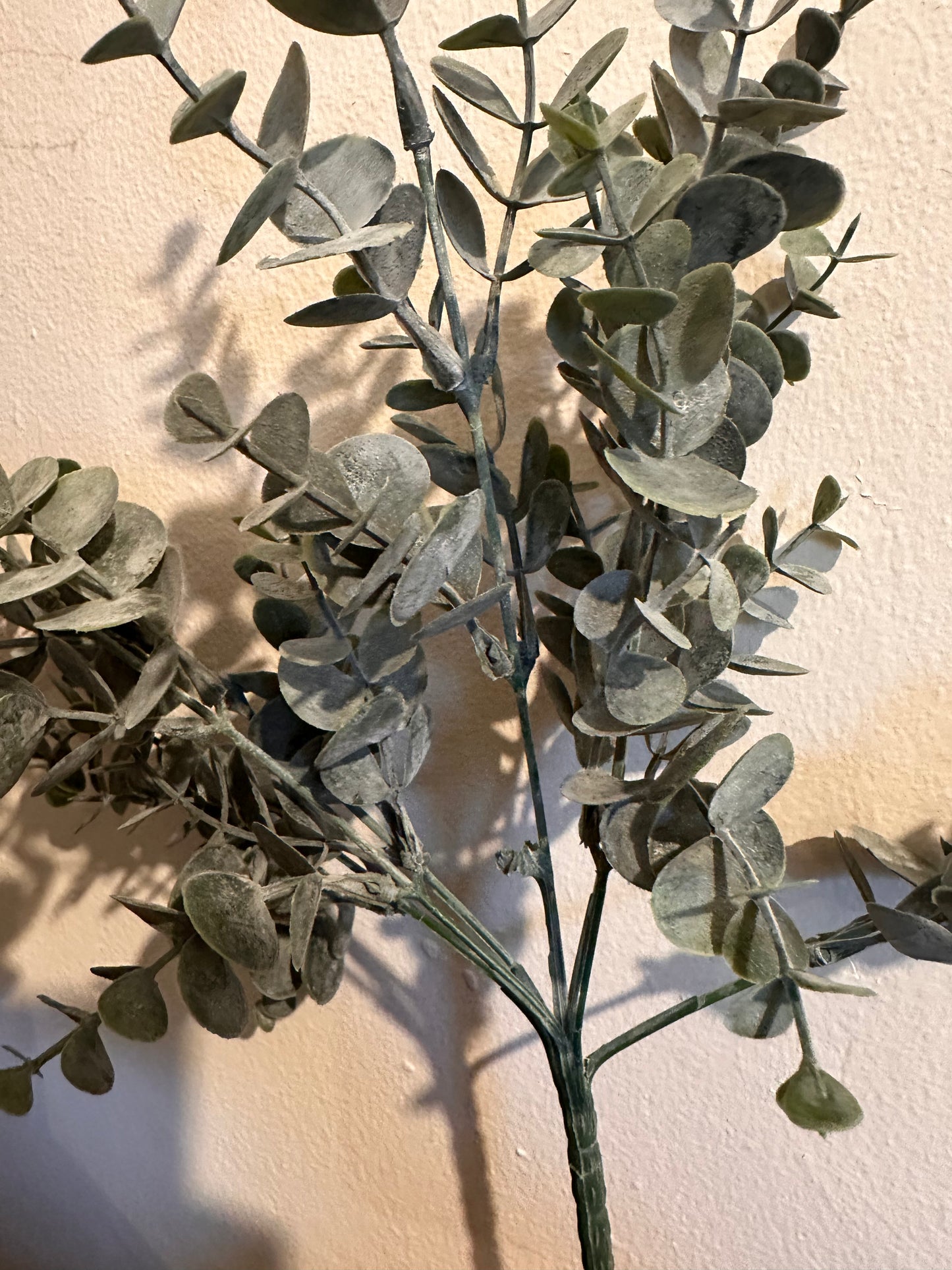 Faux Green Flower Eucalyptus Spray ~ Natural Green