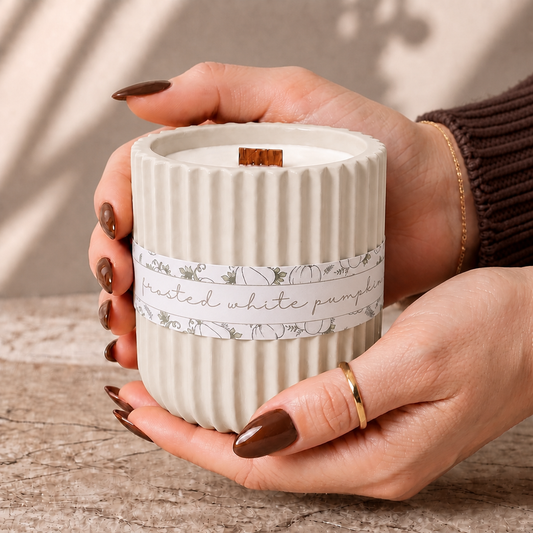 White Pumpkin Scented Soy Wax Candle | Neutral Autumn Decor