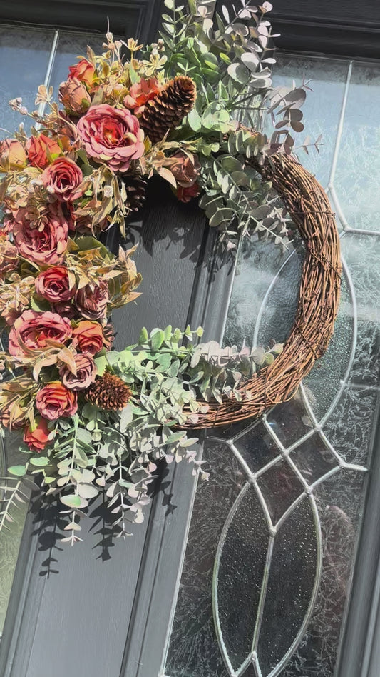Vintage Style Wreath with Pinecones